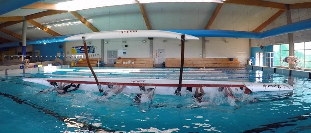 waka capsize practice in the Richmond Pool