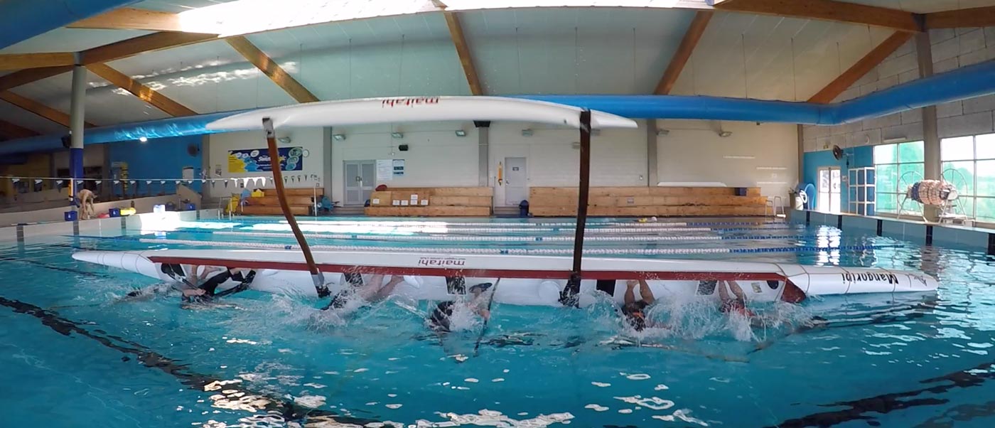 waka capsize practice in the Richmond Pool