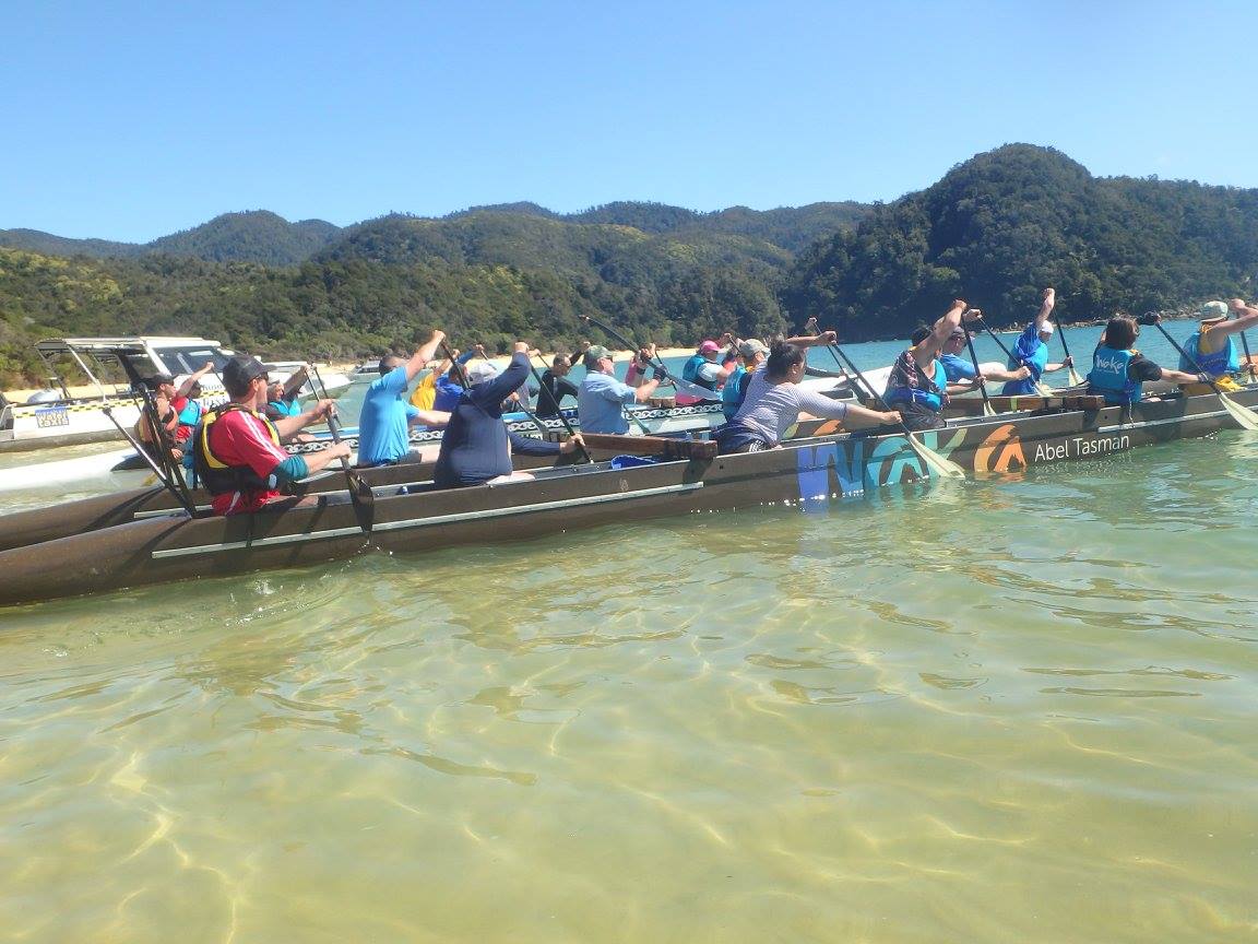 OC12 waka leaving Anchorage, Abel Tasman National Park