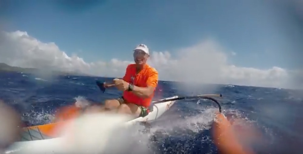 Tony paddling OC1 in Hawaii
