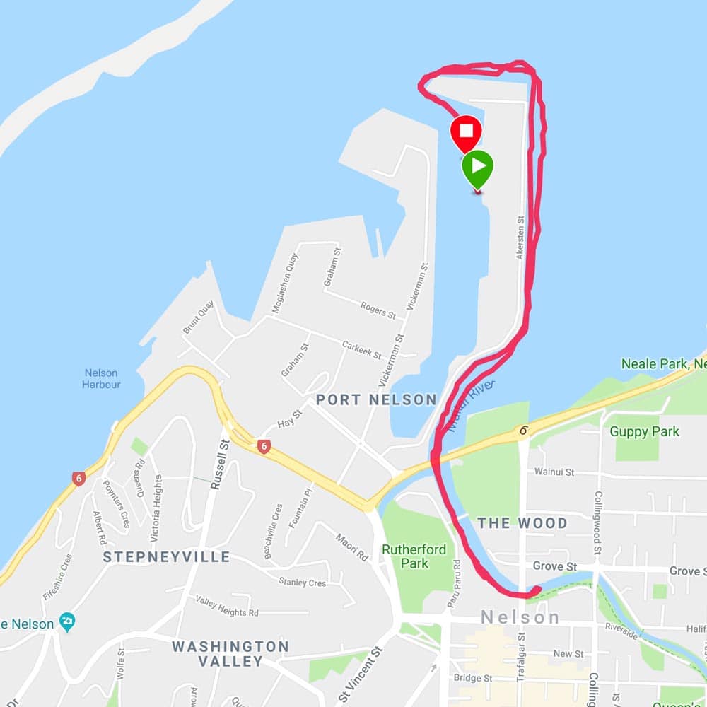 route map - Nelson Marina up river to river kitchen