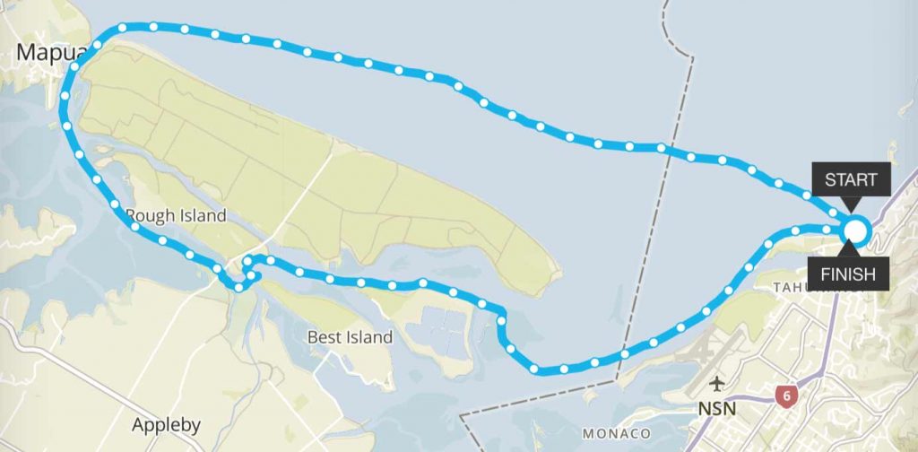 Route map - Tahunanui Beach round Rabbit Island