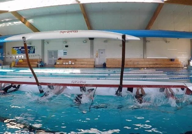 waka capsize practice in the Richmond Pool